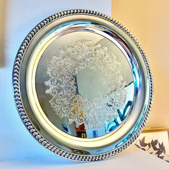 Vintage 1940s Oneida for Lewyt Silverplate Serving Tray - Picture 1 of 7